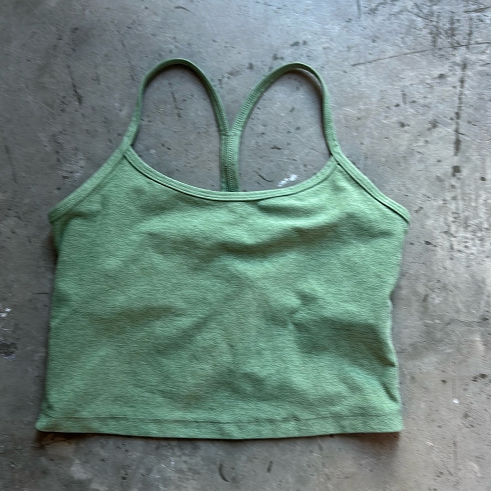 Beyond Yoga Space dye heather green slim racer back tank top size medium